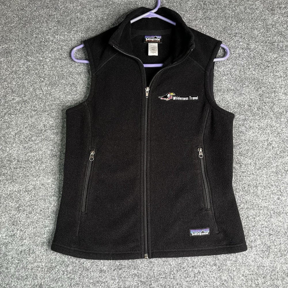 Patagonia Synchilla Women's Fleece Vest Size Small Black Wilderness Travel